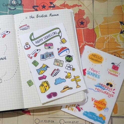 Cartoon Travel Afternoon Tea Birthday Transfer Printing Paper Stickers For Scrapbooking DIY Crafts Card Making Decoration