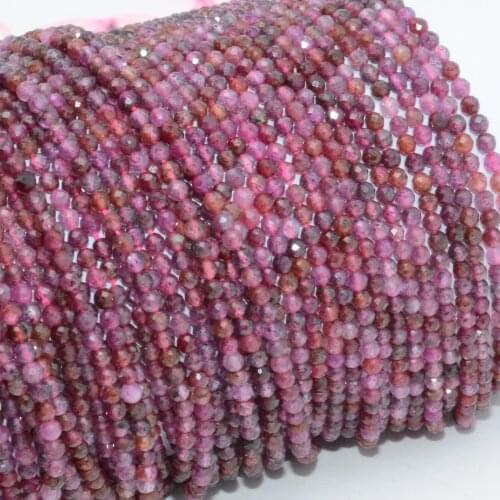 Natural Clean Inclusion Ruby Faceted Loose Round Beads 2.5mm