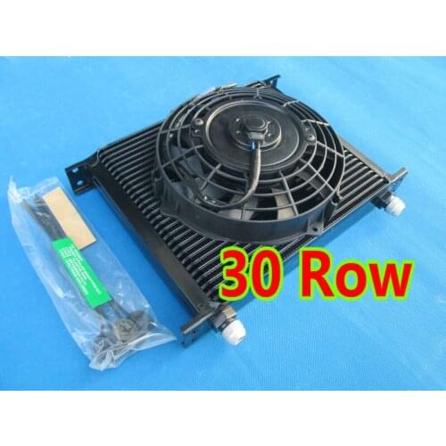 NEW performance FOR Universal 30 Row 10 AN Black Transmission Oil Cooler + 7" Electric Fan SUBARU 3000GT WRX STI