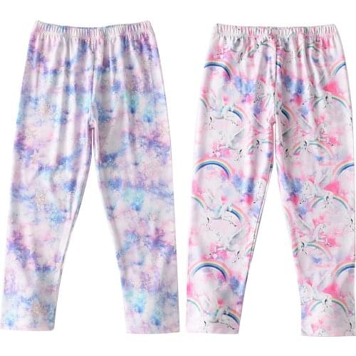 New Summer Kids Girls Casual Tie-dye Pants Cotton Cute Cartoon Print Trousers Children Sports Pants For Girls Clothes 3-8 Years