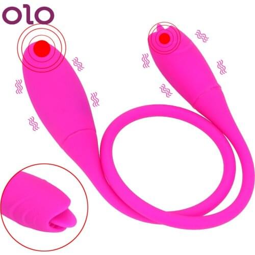 OLO Adult Products Dual Ended Long Vibrator Clitoris Stimulator 7 Speed Sex Toys for Women Double Head Tongue Vibrator Butt Plug