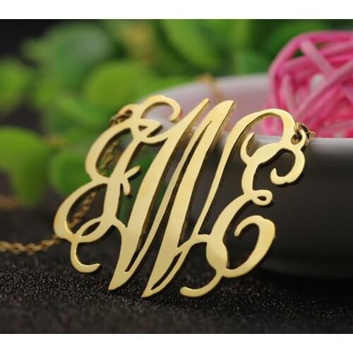 45mm Three Initals Monogrammed Name Custom Necklace Handmade Trendy Pendant 925 Silver Jewelry Bridesmaid Gift