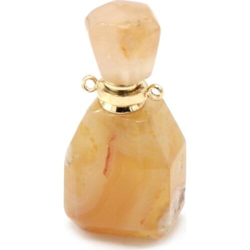 Pendants Natural Semi-Precious Stone Perfume Bottle Cherry Blossom Agate Pendant Necklace for Jewelry Making DIY Gift 18x36x14mm