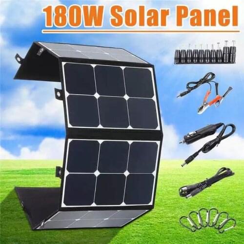 180W 12V Portable Solar Panel, Off Grid Foldable Solar Charger, Solar Generator Power Station for Outdoor Camping