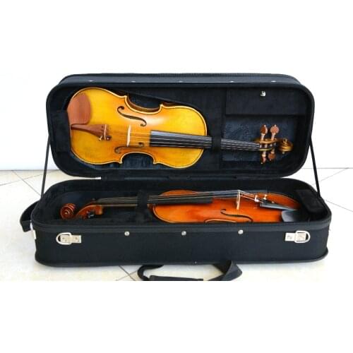 Strong&Sturdy 4/4 Full Size Wooden Double Violin Case Black Color 2.950kg