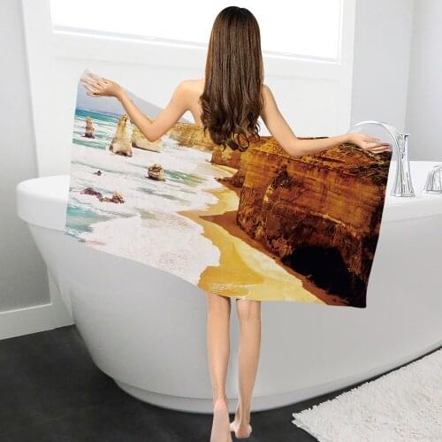 Rectangle Swimming Bath Towel Nature Scenic Maldives Printed Microfiber Swimwear Shower Blanket Beach Towel Picnic Mat YJ0006