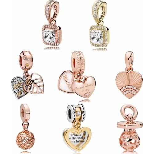 Rose Come Fly With Me Leaves Timeless Elegance Mother and Daughter 925 Sterling Silver Beads Fit Europe Bracelet DIY Jewelry