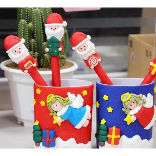 Christmas polymer clay Crutch pen supplies childrens Christmas gift Christmas ball pen free shipping CT12