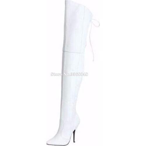 Boots Stiletto Pointed Toe Heeled Over The Knee Sexy Cross-tied Thigh Long Boots Spring Autumn Zapatos Mujer