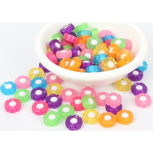 Mixed Round Flower Acrylic Beads In Beads Charm Loose Spacer Beads For Jewelry Making DIY Needlework Bracelet Accessories