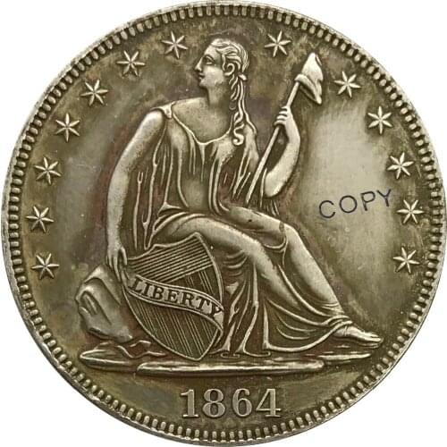United States 1864 Half Dollar Cupronickel Plated Silver Copy Coin