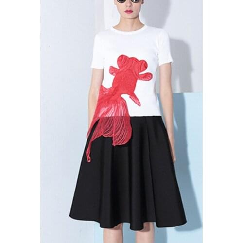 Appliques Patchwork Embroidery Tops For Women O Neck Short Sleeve Slim White T Shirt Female 2020 Summer Fashion New Stylsih K904