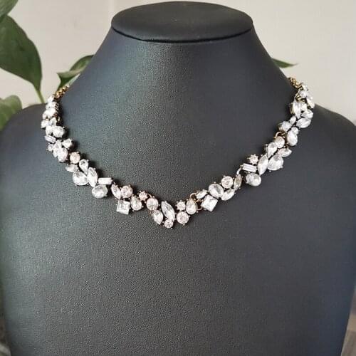 Vintage Water Drop Crystal Short Necklace Wedding Bride Wear Jewelry Gift цепочка на шею женская
