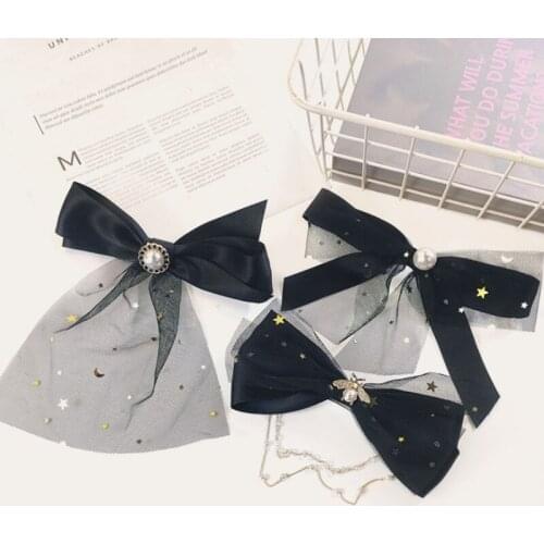 Hair accessories-wedding accessories-hair clip-2021 new pearl hair clip simple bow metal bee top clip retro chain net yarn side