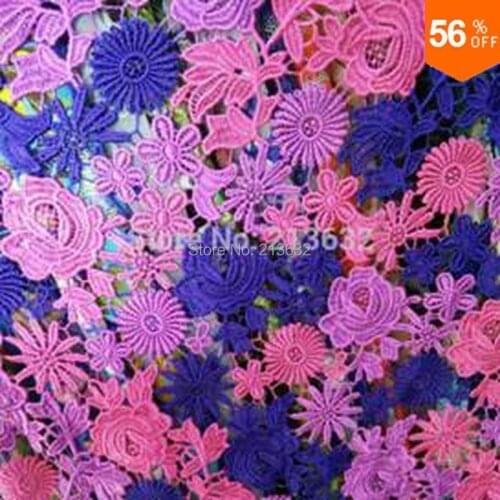 Green many colors african guipure lace water soluble chemical lace hollow out fabric for patchwork patchwork fabric flower leaf