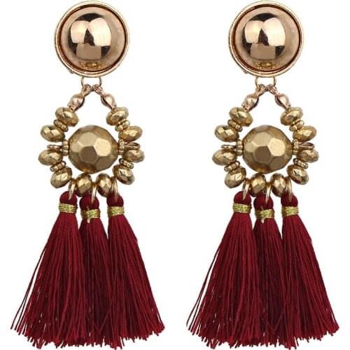 Top Quality Red White Black Yellow Colors Drop Earrings Bohemia Handmade Plastic Beads With Tassel Earrings for Women 2019