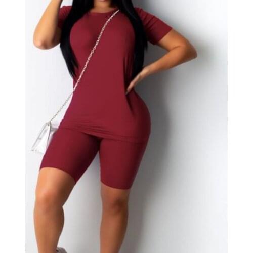 Women Two Piece Set T Shirts and Shorts Set Summer Short Sleeve O-neck Casual Joggers Biker Shorts Sexy Outfit for Woman 5xl