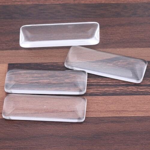 10pcs Clear Glass Cabochon Rectangle 10x30mm Diy Flat Back Earrings Jewelry Making Accessories