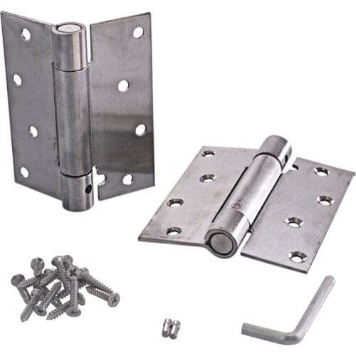 4 Inch Stainless Steel Automatic closing Single Action Silver Spring Door Hinges Adjustable tension 1 pair