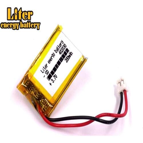 402030 3.7V 200mAh LiPo Lithium Polymer Rechargeable Battery with JST PH 2.0mm 2p For Mp3 Camera bluetooth GPS