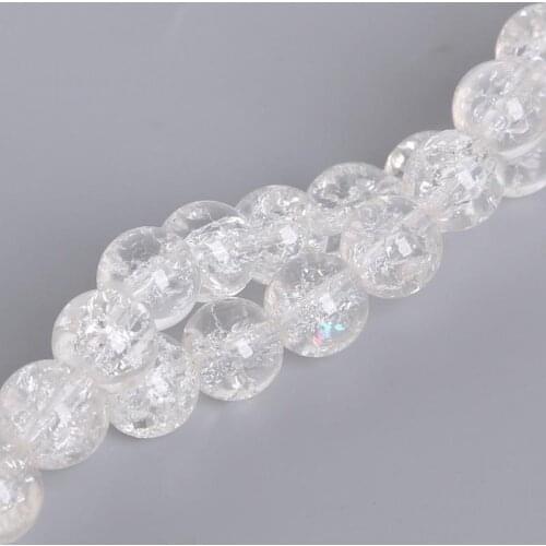 6mm 8mm 10mm Glass Beads Crack Round Loose Beads White Color for DIY Bracelet Earrings Charms Necklace Beads For Jewelry Making