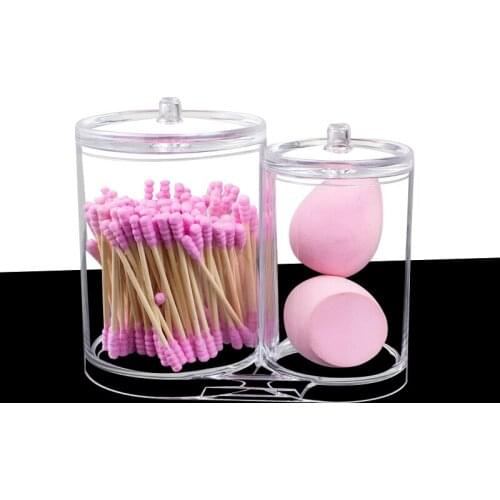 Acrylic Cotton Swab Makeup Organizer Storage Box Portable Container Make Up Cotton Pad Holder Cosmetics Organizer Storage Case