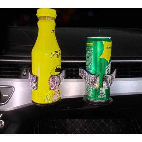 Diamond Crystal Car Cup Holder Multi-function Car Air Vent Clamp Clip Ashtray Trash Can Drink Water Cup Bottle Bracket Universal