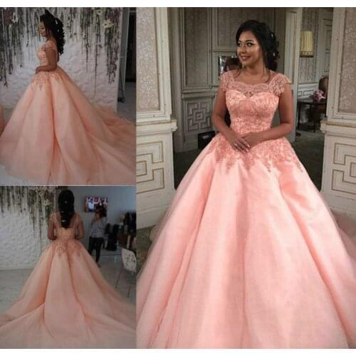 Vestidos 15 anos de baile Lace Ball Gown Quinceanera Dresses Classic Cap Sleeves Applique Tulle Princess Prom Dresses Long 2020