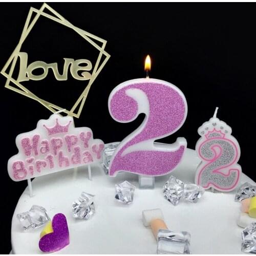 Large pink glitter digital candle happy birthday cake decoration princess confession 520 girls