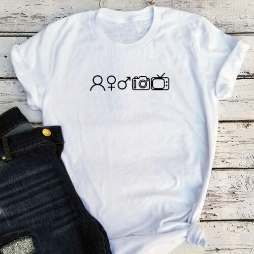 Person Woman Man Camera TV Shirt Women Vintage Clothes 90s Thanksgiving Tees Harajuku Trump 2020 Clothes Graphic