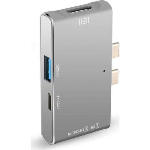 USB C Laptop Docking Station 5 in 1 Type C Hub Convert to 4K HDMI USB3.0 MicroSD/SD Reader Compatible with MacBook Pro