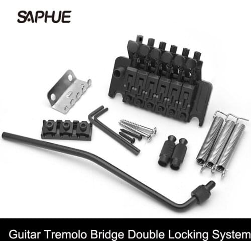 Electric Guitar Tremolo Bridge Systems with logo Double Locking Edge with Whammy Bar Black Gold Chrome