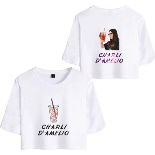 Charli Damelio T Shirt Women T-shirt Fashion Ice Coffee Splatter Harajuku Tops Kawaii Streetwear Women Sexy O-neck Crop Tee