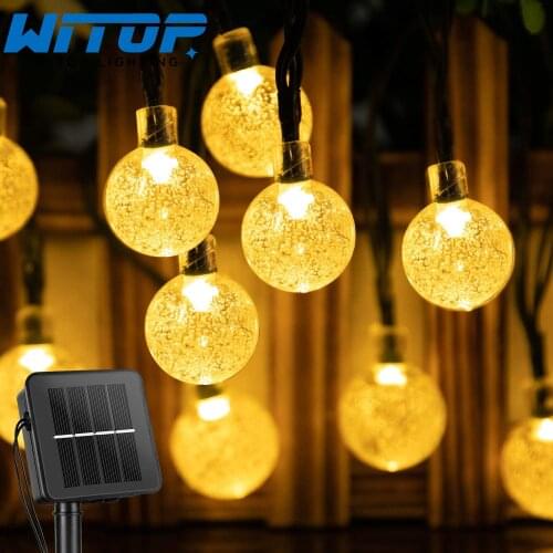 LEDS Crystal ball Solar Lamp Power LED String Fairy Lights Solar Garlands Garden Christmas Xmas HolidayDecor For Outdoor 50led