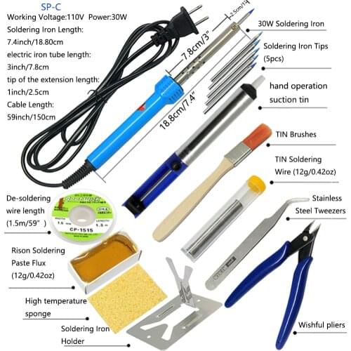 AideTek Soldering Iron Kit 15in1 Welding Tool 30W Soldering Iron Tips tin SPC0