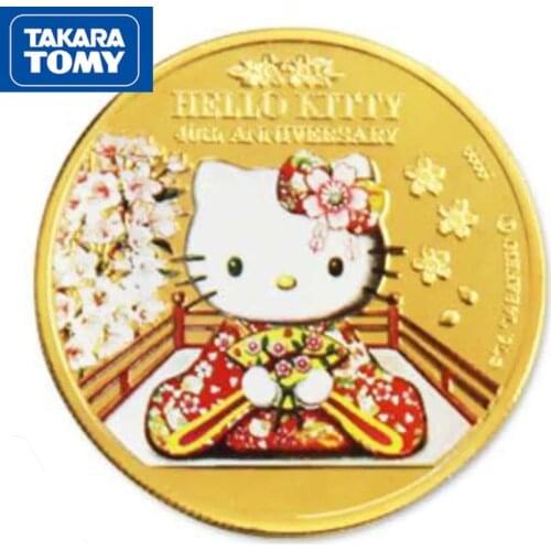 TAKARA TOMY Cute Cartoon Hello Kitty Commemorative Coin Simple Commemorative Collection Childrens Birthday Gift