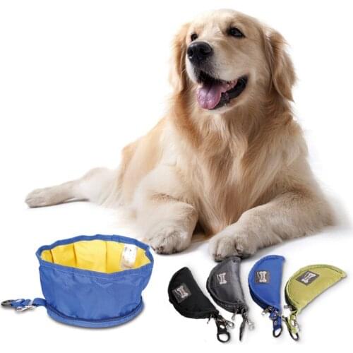 Bowl for Pets Dogs Cats Zipper Design Portable Pet Dog Collapsible Foldable Bowl Travel Camping Food Water Feeder Bowl With Hook