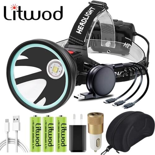Xhp90.2 4-core Super Bright Led Headlamp Powerbank Headlight Head Lamp Flashlight Torch 3* 18650 Battery 7800mah 2 Colors Light