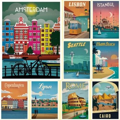 Home Decoration Minimalist Wall Art Prints Pictures Modular Travel City Poster Paint Cuadros On Canvas For Living Room No Frame