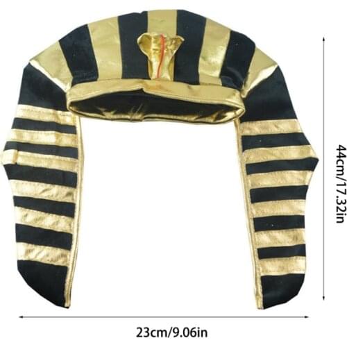 Novelty Funny Golden Black Egyptian Pharaoh King Hat Snake Head Vintage Cap Fancy Dress Party Cosplay Role Play Props