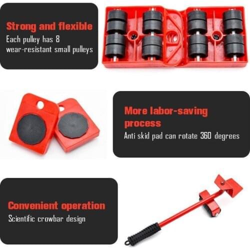 Furniture Lifter Heavy Professional Roller Move Tool Set Wheel Bar Mover Sliders Transporter Kit Trolley