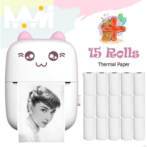 Portable Mini Thermal Printer Wirelessly BT 203dpi Photo Label Memo Wrong Question Printing with USB Cable imprimante portable