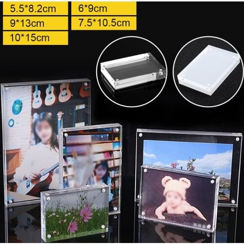 Clear Acrylic Sign Holder Magnetic Photo Frame Magnetic Crystal Picture Frame Double-Sided Display Bedroom Deck Decor Xmas Gift