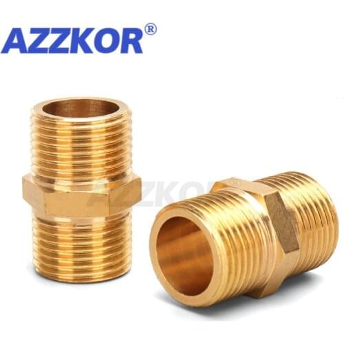 1 PC Equal Male/Male Thread Brass Double Male Joint Straight Hex Brass Quick Fittings 1/2"3/8"1/4"1/8" PT