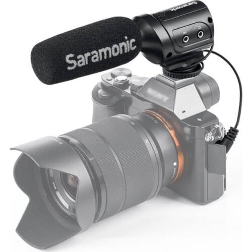 Saramonic SR-M3 Mini Directional Condenser Microphone with Integrated Shockmount, Switches for DSLR Cameras & Camcorders
