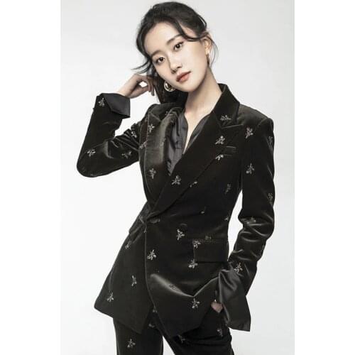 Vinieer Women's Velvet Trouser Suits