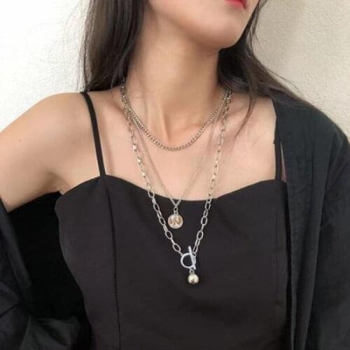 Vintage Multi-layer Coin Chain Choker necklace for Women Fashion Retro Portrait Chunky Chain Pendant Necklaces Jewelry