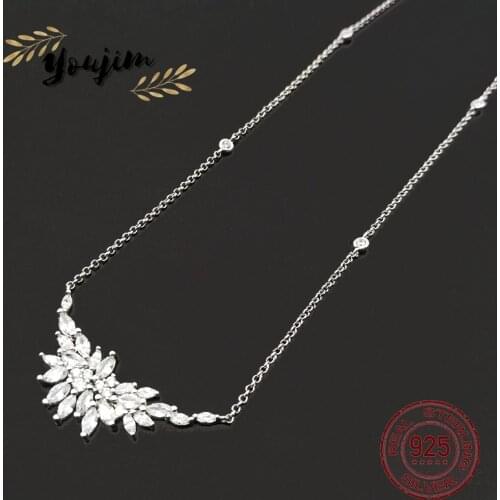 Adjustable zircon 925 sterling silver necklace Monaco luxury gift Women birthday gift