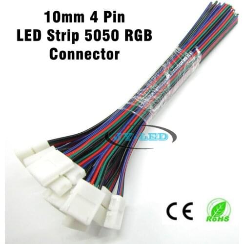 20pcs/lot 10mm 4pin for 5050 RGB LED strip connector, no soldering connecting wire with one ends, free shipping