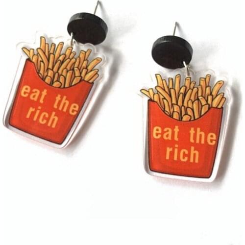 2022 New Trendy Cartoon Rich Letter Print Acrylic Drop Earrings For Women Fashion Personality Dangle Earring Girl Party Jewelry